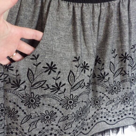 Joe Benbasset Mini Skirt Womens Size XS Floral Layered Tulle Hem Embroidered - Picture 3 of 7